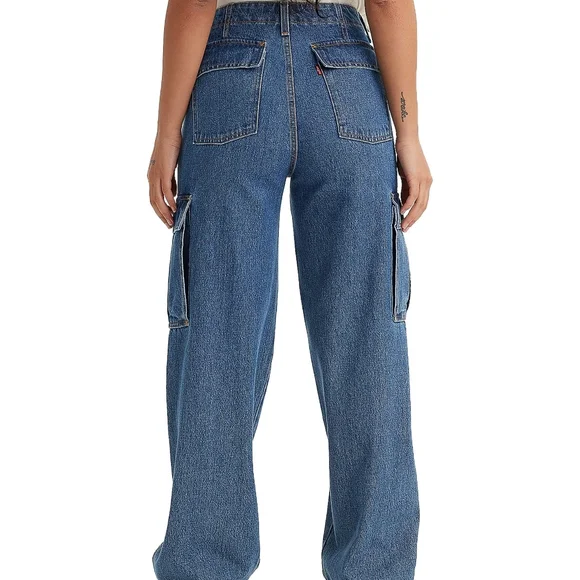 Levi's '94 Baggy Cargo Denim Jeans Pants Color Blue Womens Size 28 - Picture 2 of 12